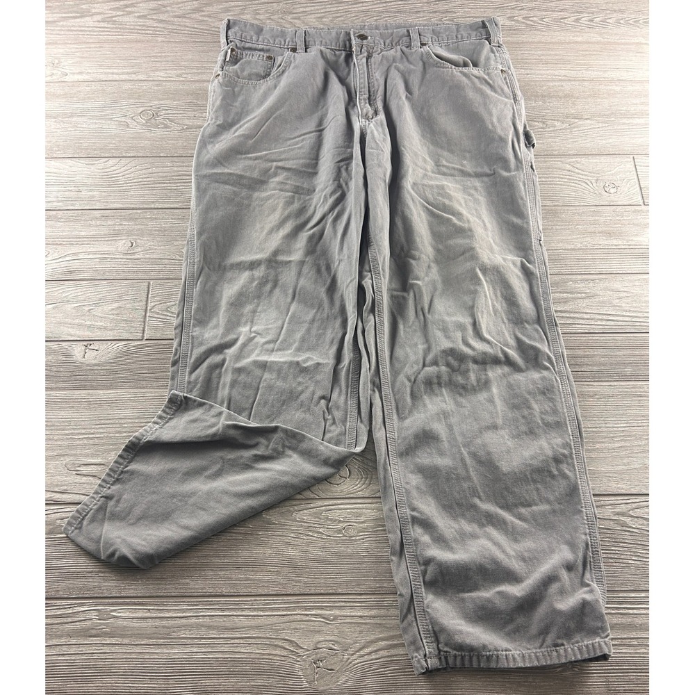 Carhartt B159 CHR Carpenter Pants Mens 40x32 Gray Loose Fit Canvas Workwear